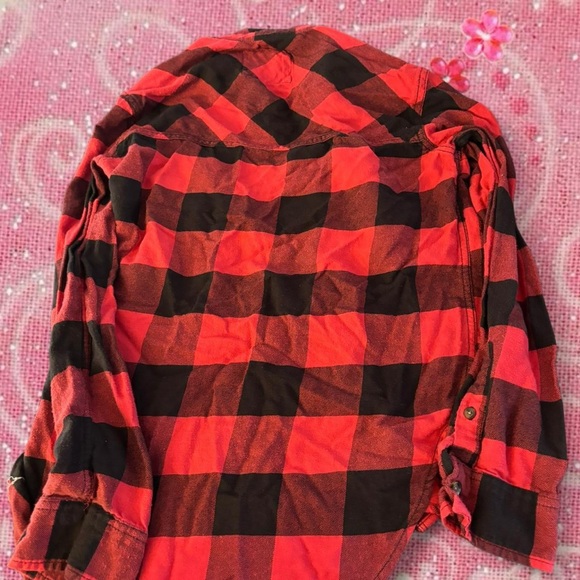Abercrombie & Fitch Red and Black Plaid Long Sleeve Shirt - Picture 3 of 3